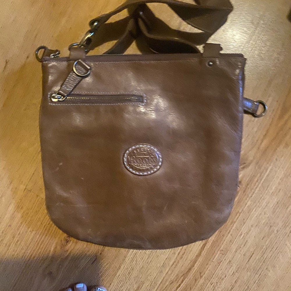 Roots Brown Leather Shoulder Bag